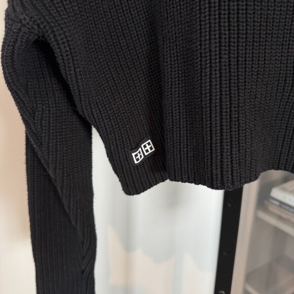 Ksubi Black Destroy Crop Sweater Rib-Knit Cutout Crewneck Distressed Size XS - Picture 5 of 8